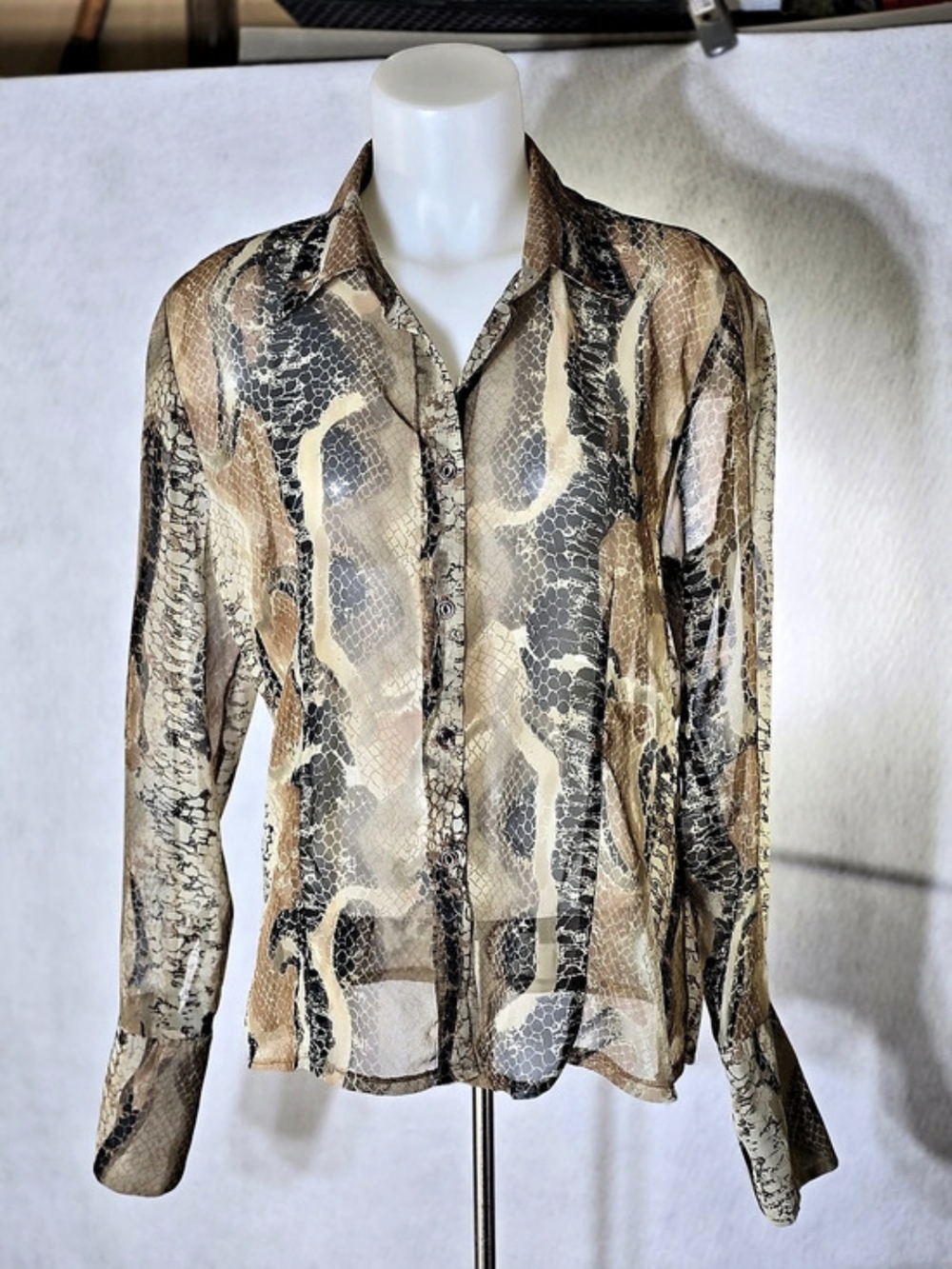 Fenomenon Animal Print Blouse Brown Black Size Large